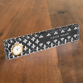 Fleur de Lis Patroon, Frans, Koninklijk, Wit Naambordje (Zijkant)