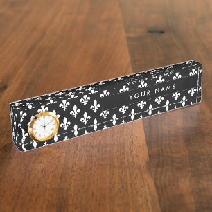 Fleur de Lis Patroon, Frans, Koninklijk, Wit Naambordje