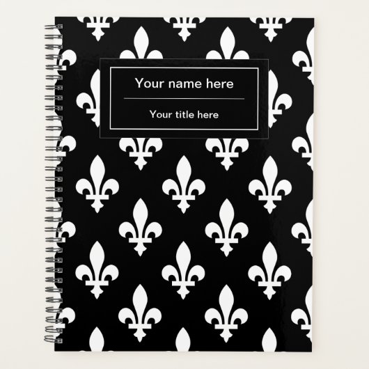 Fleur de Lis Patroon, Frans, Koninklijk, Wit Planner (Voorkant)