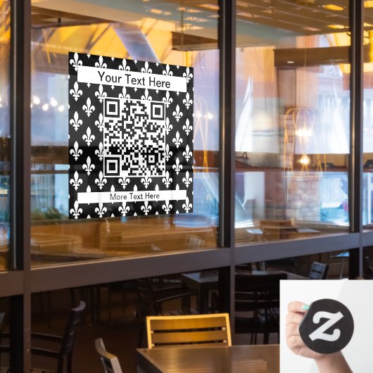 Fleur de Lis Patroon, Frans, Koninklijk, Wit Raamsticker (Restaurant Raam)