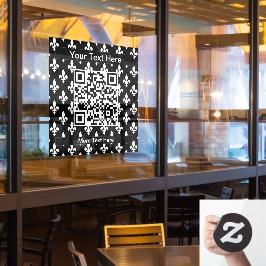 Fleur de Lis Patroon, Frans, Koninklijk, Wit Raamsticker (Restaurant Raam)