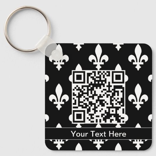 Fleur de Lis Patroon, Frans, Koninklijk, Wit Sleutelhanger (Voorkant)