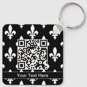 Fleur de Lis Patroon, Frans, Koninklijk, Wit Sleutelhanger (Achterkant)