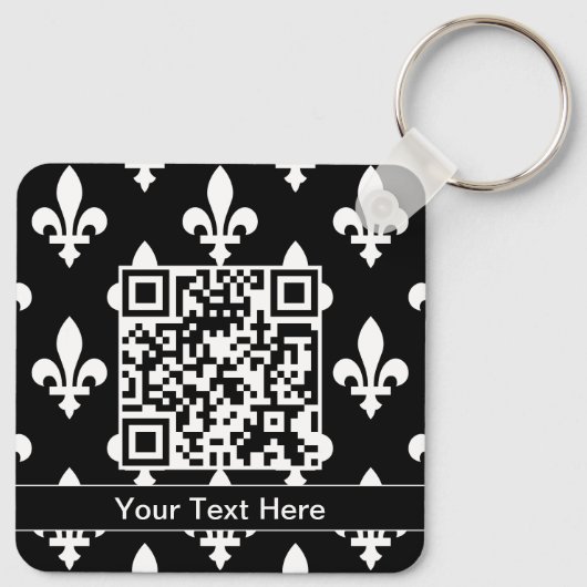 Fleur de Lis Patroon, Frans, Koninklijk, Wit Sleutelhanger (Achterkant)