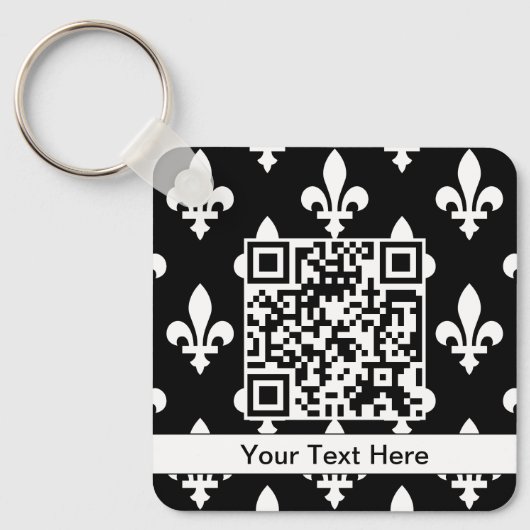 Fleur de Lis Patroon, Frans, Koninklijk, Wit Sleutelhanger (Voorkant)