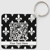 Fleur de Lis Patroon, Frans, Koninklijk, Wit Sleutelhanger (Achterkant)