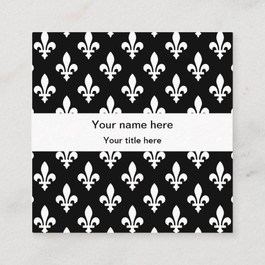 Fleur de Lis Patroon, Frans, Koninklijk, Wit Vierkante Visitekaartje (Achterkant)