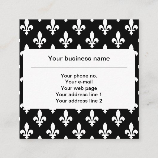 Fleur de Lis Patroon, Frans, Koninklijk, Wit Vierkante Visitekaartje (Voorkant)