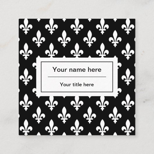 Fleur de Lis Patroon, Frans, Koninklijk, Wit Vierkante Visitekaartje (Achterkant)