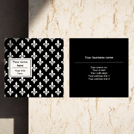 Fleur de Lis Patroon, Frans, Koninklijk, Wit Vierkante Visitekaartje