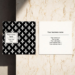 Fleur de Lis Patroon, Frans, Koninklijk, Wit Vierkante Visitekaartje