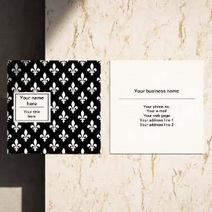 Fleur de Lis Patroon, Frans, Koninklijk, Wit Vierkante Visitekaartje