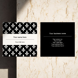 Fleur de Lis Patroon, Frans, Koninklijk, Wit Vierkante Visitekaartje