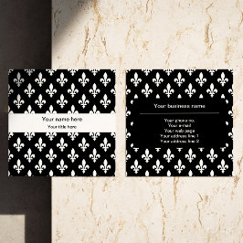 Fleur de Lis Patroon, Frans, Koninklijk, Wit Vierkante Visitekaartje