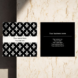 Fleur de Lis Patroon, Frans, Koninklijk, Wit Vierkante Visitekaartje