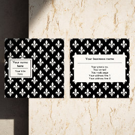 Fleur de Lis Patroon, Frans, Koninklijk, Wit Vierkante Visitekaartje