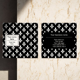 Fleur de Lis Patroon, Frans, Koninklijk, Wit Vierkante Visitekaartje