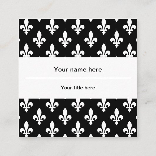 Fleur de Lis Patroon, Frans, Koninklijk, Wit Vierkante Visitekaartje (Achterkant)