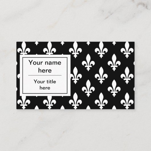 Fleur de Lis Patroon, Frans, Koninklijk, Wit Visitekaartje (Achterkant)