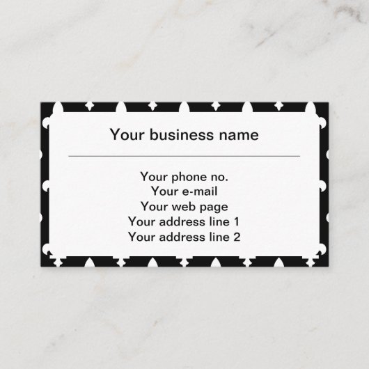 Fleur de Lis Patroon, Frans, Koninklijk, Wit Visitekaartje (Voorkant)