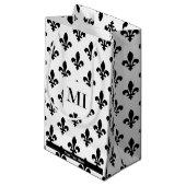 Fleur de Lis Patroon, Frans, Koninklijk, Zwart Klein Cadeauzakje (Voorkant Gekanteld)