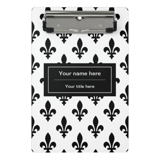 Fleur de Lis Patroon, Frans, Koninklijk, Zwart Mini Klembord (Voorkant)