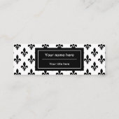 Fleur de Lis Patroon, Frans, Koninklijk, Zwart Mini Visitekaartje (Achterkant)