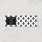 Fleur de Lis Patroon, Frans, Koninklijk, Zwart Mini Visitekaartje (Achterkant)
