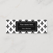 Fleur de Lis Patroon, Frans, Koninklijk, Zwart Mini Visitekaartje (Achterkant)