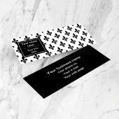 Fleur de Lis Patroon, Frans, Koninklijk, Zwart Mini Visitekaartje