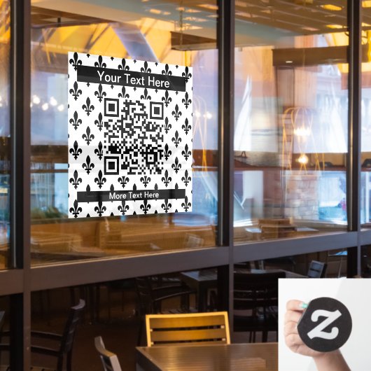 Fleur de Lis Patroon, Frans, Koninklijk, Zwart Raamsticker (Restaurant Raam)