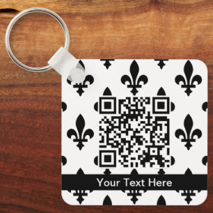 Fleur de Lis Patroon, Frans, Koninklijk, Zwart Sleutelhanger