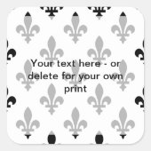 Fleur de Lis Patroon, Frans, Koninklijk, Zwart Vierkante Sticker (Voorkant)