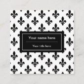 Fleur de Lis Patroon, Frans, Koninklijk, Zwart Vierkante Visitekaartje (Achterkant)
