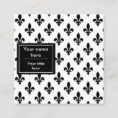Fleur de Lis Patroon, Frans, Koninklijk, Zwart Vierkante Visitekaartje (Achterkant)