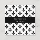 Fleur de Lis Patroon, Frans, Koninklijk, Zwart Vierkante Visitekaartje (Achterkant)