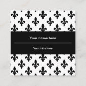 Fleur de Lis Patroon, Frans, Koninklijk, Zwart Vierkante Visitekaartje (Achterkant)