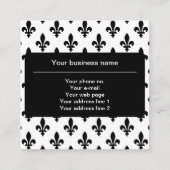 Fleur de Lis Patroon, Frans, Koninklijk, Zwart Vierkante Visitekaartje (Voorkant)