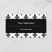 Fleur de Lis Patroon, Frans, Koninklijk, Zwart Visitekaartje (Achterkant)