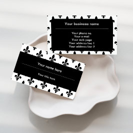 Fleur de Lis Patroon, Frans, Koninklijk, Zwart Visitekaartje