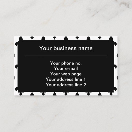 Fleur de Lis Patroon, Frans, Koninklijk, Zwart Visitekaartje (Voorkant)