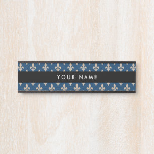 Fleur de Lis Patroon, Frans, Royal, Crème, Blauw Deurbordje