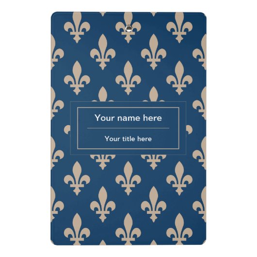 Fleur de Lis Patroon, Frans, Royal, Crème, Blauw Mini Klembord (Achterkant)