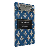 Fleur de Lis Patroon, Frans, Royal, Crème, Blauw Mini Klembord (Schuin)