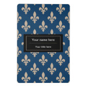 Fleur de Lis Patroon, Frans, Royal, Crème, Blauw Mini Klembord (Achterkant)