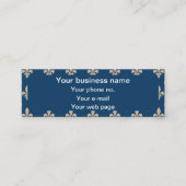 Fleur de Lis Patroon, Frans, Royal, Crème, Blauw Mini Visitekaartje (Voorkant)