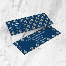 Fleur de Lis Patroon, Frans, Royal, Crème, Blauw Mini Visitekaartje