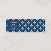 Fleur de Lis Patroon, Frans, Royal, Crème, Blauw Mini Visitekaartje (Achterkant)