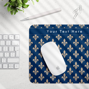 Fleur de Lis Patroon, Frans, Royal, Crème, Blauw Muismat