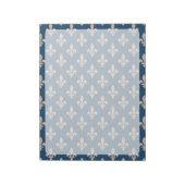 Fleur de Lis Patroon, Frans, Royal, Crème, Blauw Notitieblok (Linkerzijde)